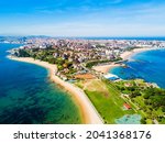Santander city beach aerial panoramic view. Santander is the capital of the Cantabria region in Spain