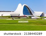 Small photo of BAKU, AZERBAIJAN - SEPTEMBER 14, 2016: The Heydar Aliyev Center is a building complex in Baku, Azerbaijan designed by Zaha Hadid and noted for its distinctive architecture and flowing, curved style.