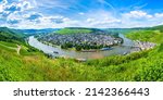 Small photo of Bernkastel Kues aerial panoramic view. Bernkastel-Kues is a well-known winegrowing centre on the Moselle, Germany.
