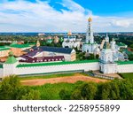 St. Sergius Trinity Lavra Monastery aerial panoramic view in Sergiyev Posad city, Golden Ring of Russia