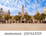 Small photo of Valencia City Hall at the Plaza del Ajuntament square. Valencia is the third most populated municipality in Spain.