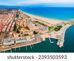 Small photo of Valencia city beach aerial panoramic view. Valencia is the third most populated municipality in Spain.