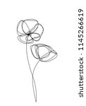 poppy flower line art.... | Shutterstock .eps vector #1145266619