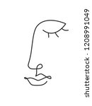 abstract face one line drawing. ... | Shutterstock .eps vector #1208991049