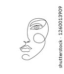 abstract face one line drawing. ... | Shutterstock .eps vector #1260013909