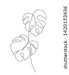 monstera leaf line art. contour ... | Shutterstock .eps vector #1420153436