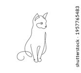 cat one line drawing art. ... | Shutterstock .eps vector #1957765483