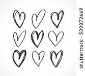 set of nine hand drawn heart.... | Shutterstock .eps vector #539872669