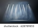 vector stage with set of blue... | Shutterstock .eps vector #628789853