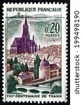 Small photo of FRANCE - CIRCA 1961: a stamp printed in the France shows St. Theobald Church, Thann, Alsace, 800th Anniversary of Thann, circa 1961