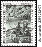 Small photo of AUSTRIA - CIRCA 1976: a stamp printed in Austria shows Siege of Linz, 17th century etching, Uprising of the Peasants in Upper Austria 1626, 350th anniversary, circa 1976