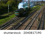 the old freight train and track ... | Shutterstock . vector #2040817190