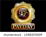  shiny emblem with bitcoin... | Shutterstock .eps vector #1348355009