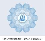 Light blue passport money rosette. with business competition, podium icon inside