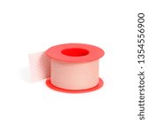 Small photo of Elastic bandage to fix the dressing on the wound. Isolated on white background