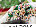 Brigadeiro, traditional Brazilian chocolate fudge balls covered with colored sprinkles