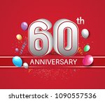 60th anniversary design red... | Shutterstock .eps vector #1090557536
