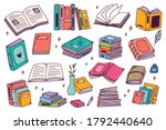set of hand drawn books in... | Shutterstock .eps vector #1792440640