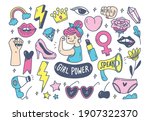 girl power concept in doodle... | Shutterstock .eps vector #1907322370