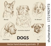 Hand Drawing Set Of A Cute Dogs ...