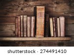 Antique Books On Old Wooden...