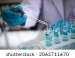 Small photo of Science concept: Professional scientist work in lap. Doctor test laboratory in lap workplace, Drug Vaccine Industry. Scientist test chemical in lab.