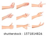 set of woman hands  showing and ... | Shutterstock . vector #1571814826