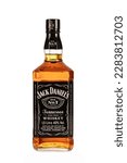 Small photo of Bangkok , Thailand - April 1, 2023 : Bottle luxury of Jack Daniels , Jack Daniels Tennessee sour mash Whiskey ,Distilled and bottled by Jack Daniel Distilled Lynchburg, Tennessee USA