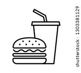 hamburger and soft drink cup ... | Shutterstock .eps vector #1303381129