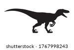 Velociraptor silhouette icon sign, Raptor dinosaurs symbol design,  Isolated on white background, Vector illustration