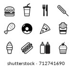 fast food icon set  flat design ... | Shutterstock .eps vector #712741690