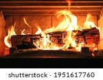 Closeup Of A Log Burning In A...