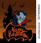 happy halloween title with a... | Shutterstock .eps vector #307485860