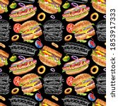 Seamless Pattern Of Hamburgers  ...
