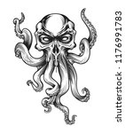 Evil Skull Octopus Mascot In...