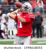 Small photo of Justin Fields #1 - NCAA Division 1 Football University of Maryland Terrapins Vs. Ohio State Buckeyes on November 11th 2019 at the Ohio State Stadium in Columbus, Ohio USA