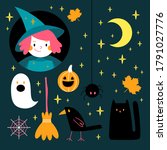 halloween illustrations set ... | Shutterstock .eps vector #1791027776