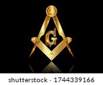 gold freemasonry emblem   the... | Shutterstock .eps vector #1744339166