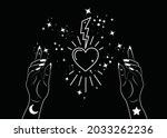 mystical woman hands alchemy... | Shutterstock .eps vector #2033262236