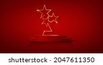3d winner podium  red carpet... | Shutterstock .eps vector #2047611350