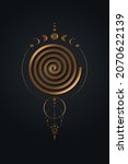 mystical spiral and moon phases ... | Shutterstock .eps vector #2070622139