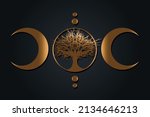 Gold Mystical Moon  Tree Of...