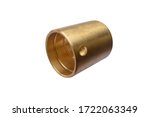 Small photo of Bronze bushing of a car kingpin on an isolated white background. Spare parts.