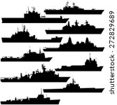 Contour image of amphibious ships. Illustration on white background.