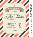 baby shower invitation in retro ... | Shutterstock .eps vector #263728040