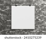 Blank squared poster hanging...