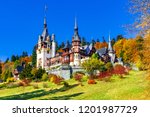 Peles Castle, Sinaia, Prahova County, Romania: Famous Neo-Renaissance castle in autumn colours, at the base of the Carpathian Mountains, Europe