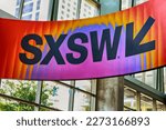Small photo of AUSTIN, TEXAS - MARCH 10, 2023: SXSW South by Southwest Annual music, film, and interactive conference and festival. SXSW sign at Austin Convention Center