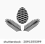 spruce tree cone and branches... | Shutterstock .eps vector #2091355399