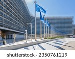 Small photo of Brussels,Belgium on 10th Aug 2023: The Berlaymont building in Brussels is the head quarters of the European Commission for the European Union